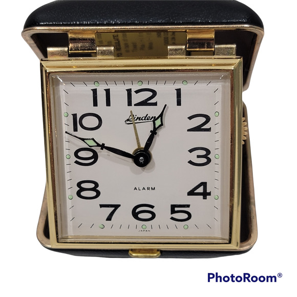 Linden Other Vintage Travel Alarm Linden Wind Up Black Clam Shell